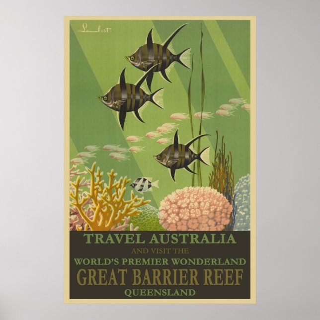 Vintage Great Barrier Reef Travel  Poster (Front)