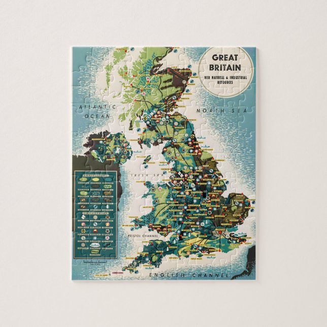 Vintage Great Britain Resources Map Jigsaw Puzzle (Vertical)