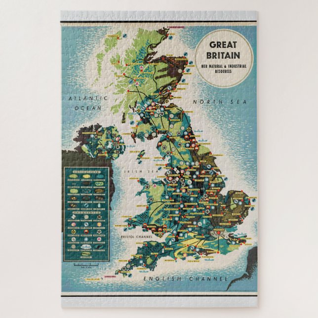 Vintage Great Britain Resources Map Jigsaw Puzzle (Vertical)