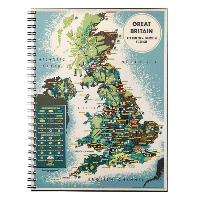 Vintage Great Britain Resources Map Notebook (Front)