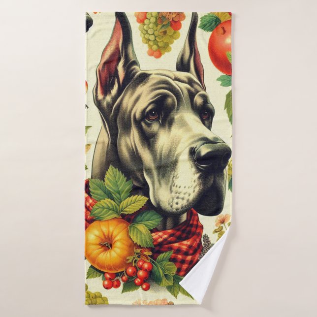 Vintage Great Dane Dog Illustration Bath Towel (Bath Towel)