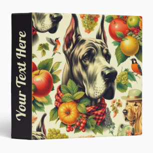 Vintage Great Dane Dog Illustration Binder