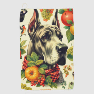 Vintage Great Dane Dog Illustration Golf Towel