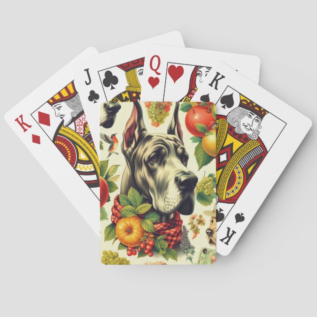 Vintage Great Dane Dog Illustration Playing Cards (Back)