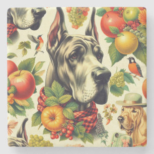 Vintage Great Dane Dog Illustration Stone Coaster