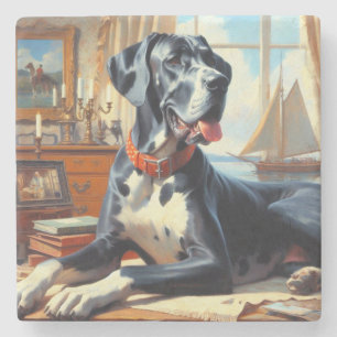 Vintage Great Dane Painting Stone Coaster