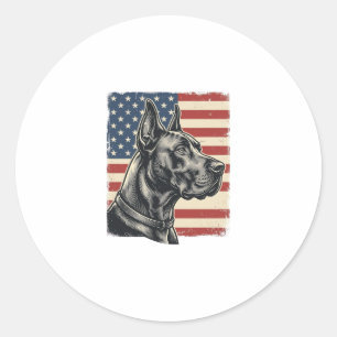 Vintage Great Dane Patriotic Flag Vector Design_1 Classic Round Sticker