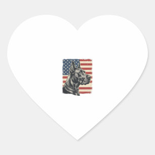 Vintage Great Dane Patriotic Flag Vector Design_1 Heart Sticker