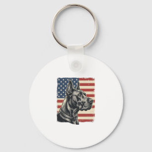 Vintage Great Dane Patriotic Flag Vector Design_1 Keychain