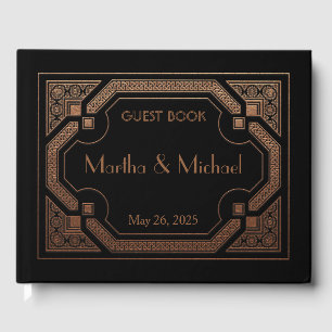 Vintage Great Gatsby Art Deco Copper Metal Guest B Guest Book