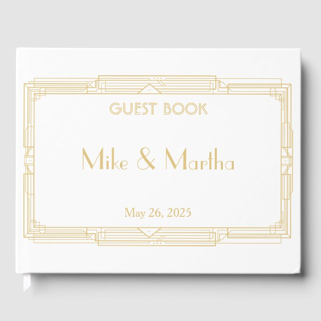 Vintage Great Gatsby Art Deco Wedding Guest Book (Front)