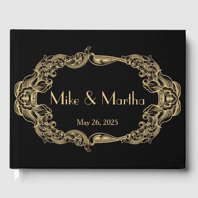 Vintage Great Gatsby Art Deco Wedding Guest Book (Front)