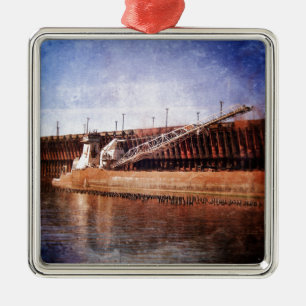 Vintage Great Lakes Freighter Metal Ornament