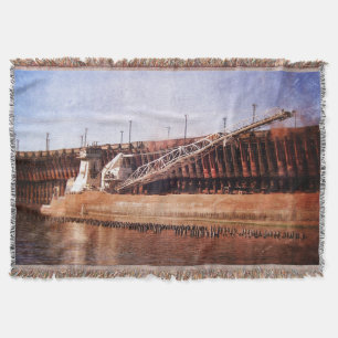 Vintage Great Lakes Freighter Throw Blanket