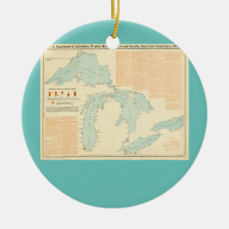 Vintage Great Lakes Shipwrecks Map 1894 Ceramic Ornament