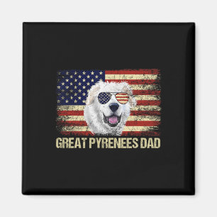 Vintage Great Pyrenees Dad American Flag Usa 4th O Magnet