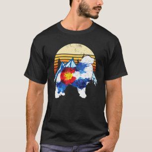 Vintage Great Pyrenees Dog Colorado Flag Sunset Re T-Shirt