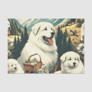 Vintage Great Pyrenees Dog Illustration Tissue Paper
