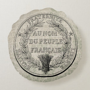 Vintage Great Seal of France Round Pillow