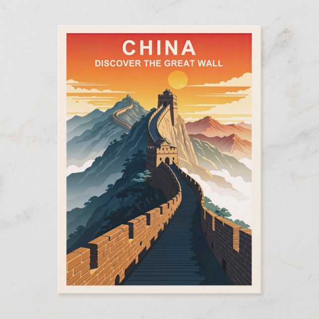 Vintage Great Wall of China Travel Postcard (Front)
