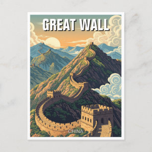 Vintage Great Wall of China Travel Postcard