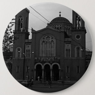 Vintage Greece Athens Church 1970 6 Inch Round Button
