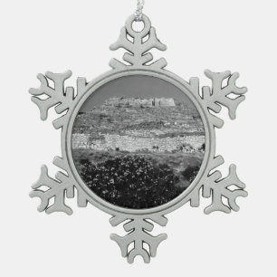 Vintage Greece Athens Mycenae acropolis overview Snowflake Pewter Christmas Ornament
