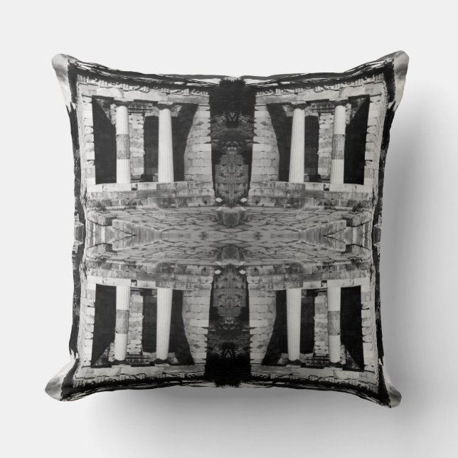 Vintage Greece Delphi Athenian Treasury Postcard Throw Pillow (Front)