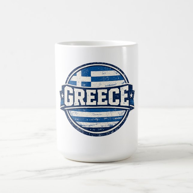 Vintage Greece Flag Badge Coffee Mug (Center)