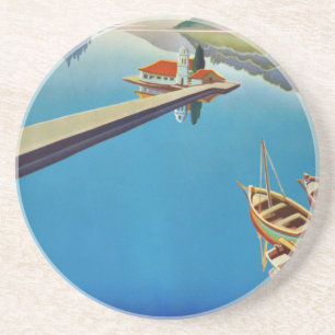 Vintage Greece Travel - Island of Corfu Coaster