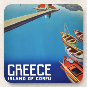 Vintage Greece Travel - Island of Corfu Coaster