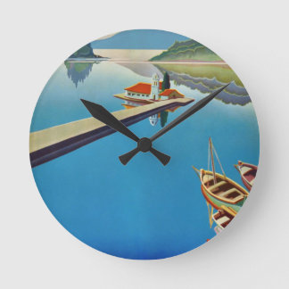 Vintage Greece Travel - Island of Corfu Round Clock