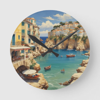 Vintage Greece Travel - Island of Corfu Round Clock