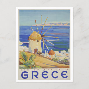 Vintage Greece Travel Poster Postcard
