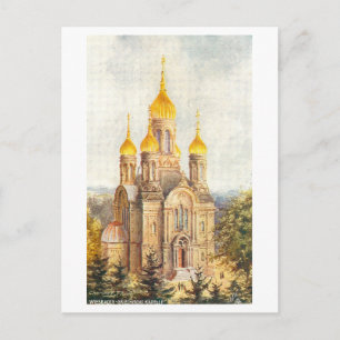 Vintage Greek Chapel, Wiesbaden, Germany Postcard