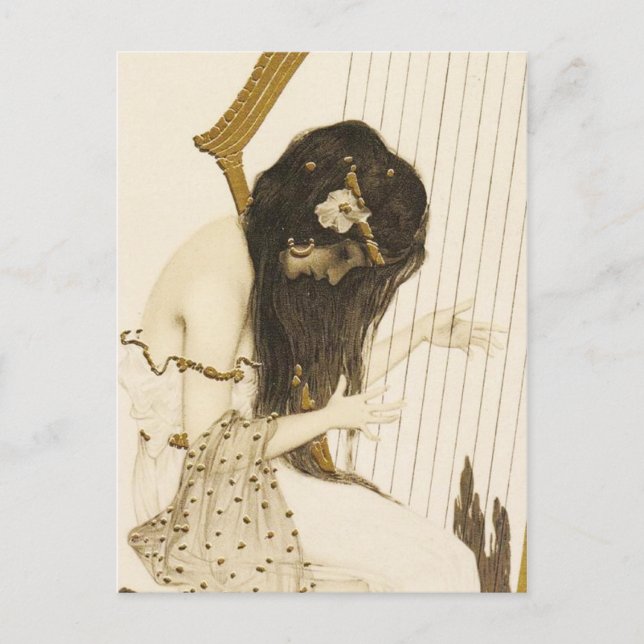 Vintage Greek Harpist Postcard (Front)