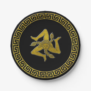 Vintage Greek Key and Sicilian Trinacria Paper Plate