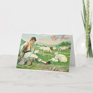 Vintage Greek Shepherd Easter/Pascha Greetings Holiday Card