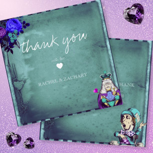 Vintage Green Alice in Wonderland Wedding Thank You Card
