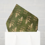 Vintage Green and Gold Leaf Tissue Paper<br><div class="desc">A pattern of gold leaves over a distressed green background and just a touch of script.
Great for craft projects or for gift wrapping.</div>