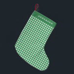 Vintage Green and White Gingham Plaid Personalized Small Christmas Stocking<br><div class="desc">Vintage Green and White Gingham Plaid Personalized Christmas Stocking</div>
