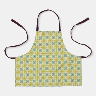Vintage Green and White Print  Apron