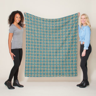 Vintage Green Beige Barcelona Star Tile Geometric Fleece Blanket