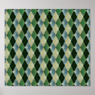 Vintage Green beige geometrical St Patrick pattern Poster