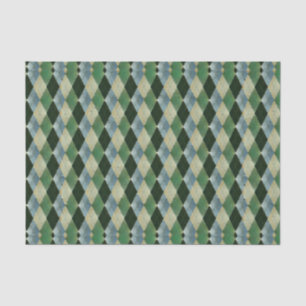 Vintage Green beige geometrical St Patrick pattern Tissue Paper