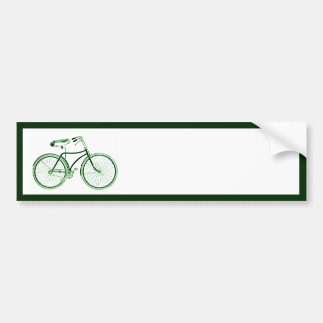 Vintage Green Bicycle Bumper Sticker (Front)