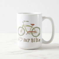 Vintage Green Bicycle I Love My Bike Mug