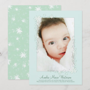 Vintage Green Birth Announcement Gender Neutral