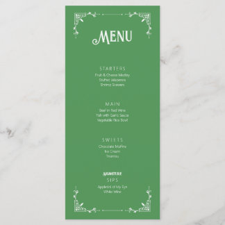 Vintage Green Birthday Menu Flat Card 