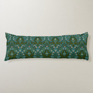 Vintage Green Blue William Morris Autumn Flowers Body Pillow